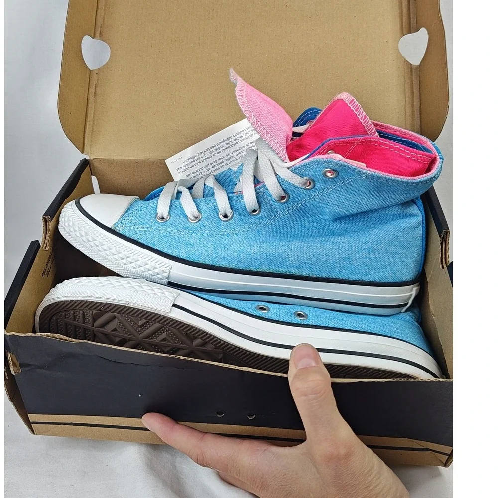 Converse All Star Sneakers Blue Pink Double Tongue 4 Junior EU 36 New Unisex